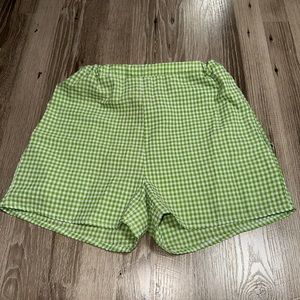 Lime Green and White Gingham Shorts - SHEIN Size XS